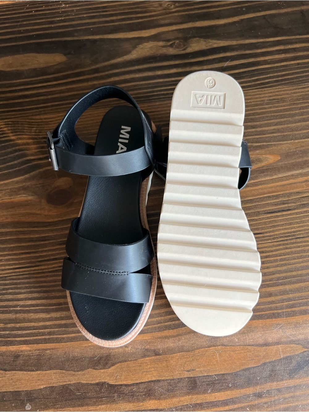 MIA Black Double-Strap Adjustable Sandals - Picture 3 of 5